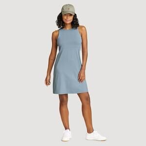 NWT Eddie Bauer Aster Sleeveless Empire-Waist Dress In Chambray Blue Size Large